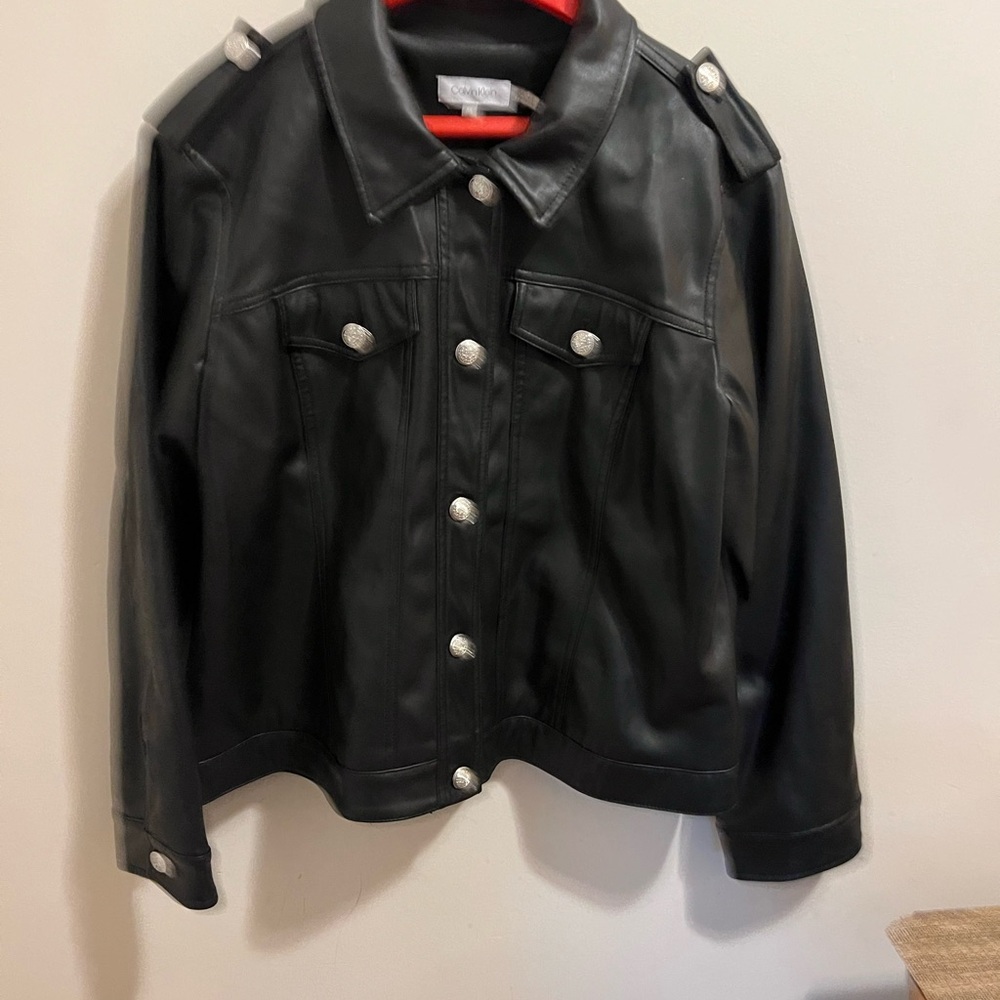 Calvin Klein faux leather Bomber Jacket